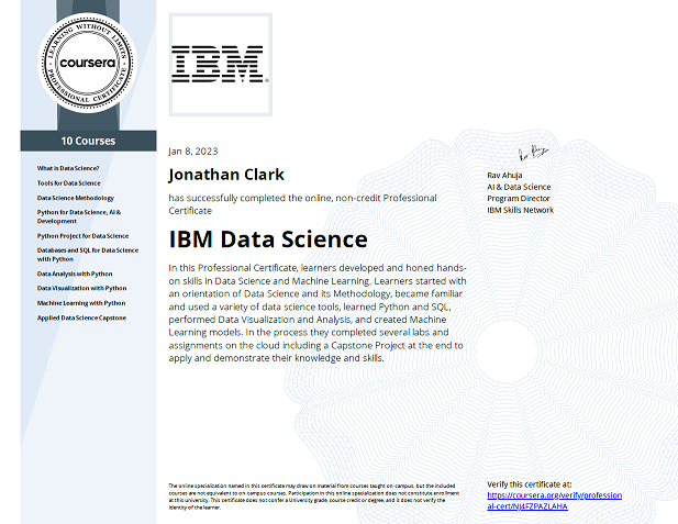 IBM Data Science Professional Certificate
